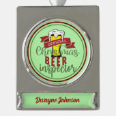名前をカスタムするビールオーバーおもしろいことわざビールタスター シルバープレートバナーオーナメント (正面)