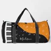 名前をカスタムするピアノ音楽 ダッフルバッグ (裏面)