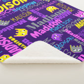 名前をカスタムするピクセルゲーミングピンク紫色の黄色の女の子 シェルパブランケット (3/4)