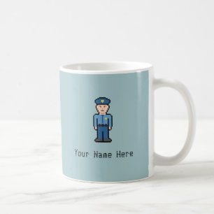 名前をカスタムするピクセル警察官 コーヒーマグカップ