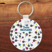名前をカスタムするピクレボールスポーツチームカラフル キーホルダー (裏面)