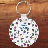 名前をカスタムするピクレボールスポーツチームカラフル キーホルダー (正面)