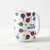 名前をカスタムするピクレボールスポーツチームカラフル コーヒーマグカップ (正面右)