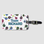 名前をカスタムするピクレボールスポーツチームカラフル ラゲッジタグ (正面横)
