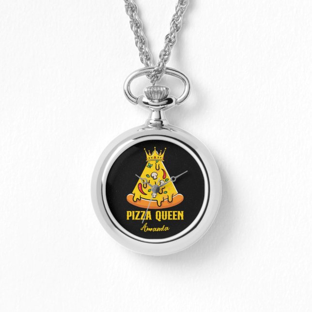 名前をカスタムするピザクイーン 腕時計 (正面)