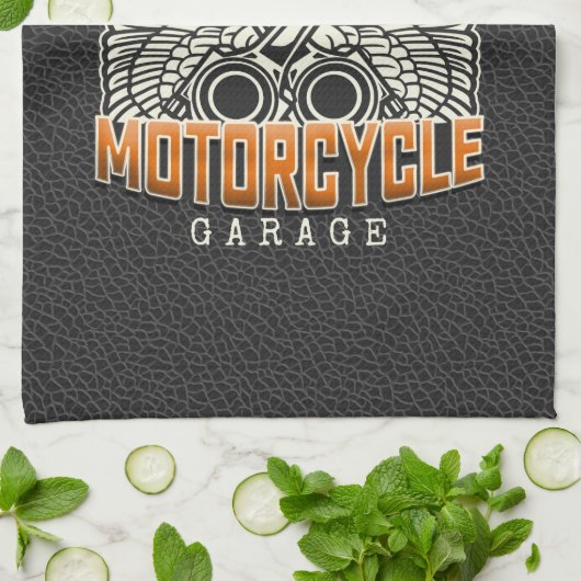 名前をカスタムするピスタンスウィングズオートバイバイクもしくは自転車に乗る人ガレージ キッチンタオル (折り畳み)