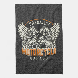 名前をカスタムするピスタンスウィングズオートバイバイクもしくは自転車に乗る人ガレージ キッチンタオル