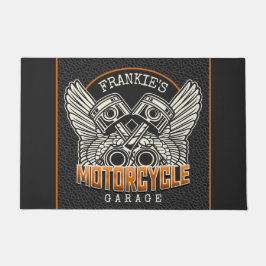 名前をカスタムするピスタンスウィングズオートバイバイクもしくは自転車に乗る人ガレージ ドアマット