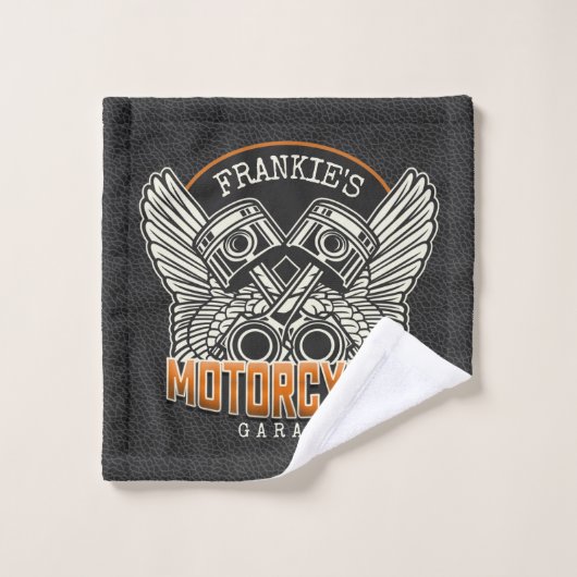 名前をカスタムするピスタンスウィングズオートバイバイクもしくは自転車に乗る人ガレージ バスタオルセット (ウォッシュタオル)