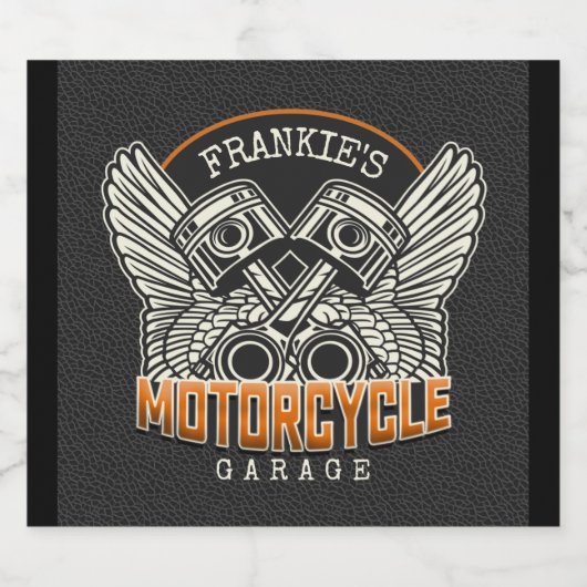 名前をカスタムするピスタンスウィングズオートバイバイクもしくは自転車に乗る人ガレージ ビールラベル (シングルラベル)