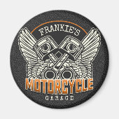 名前をカスタムするピスタンスウィングズオートバイバイクもしくは自転車に乗る人ガレージ マグネット (正面)
