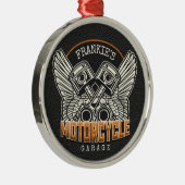 名前をカスタムするピスタンスウィングズオートバイバイクもしくは自転車に乗る人ガレージ メタルオーナメント (右)