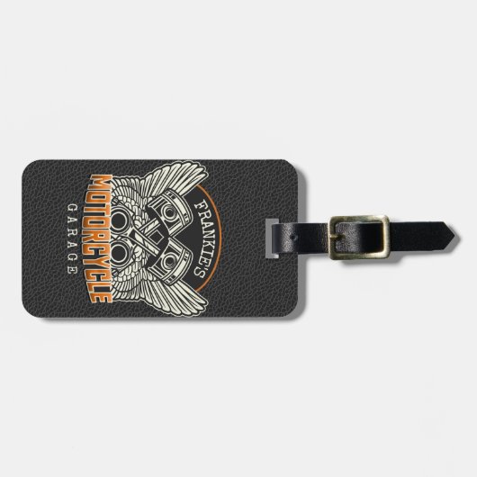 名前をカスタムするピスタンスウィングズオートバイバイクもしくは自転車に乗る人ガレージ ラゲッジタグ (正面横)