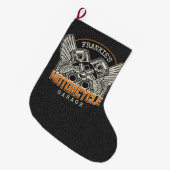 名前をカスタムするピスタンスウィングズオートバイバイクもしくは自転車に乗る人ガレージ ラージクリスマスストッキング (正面 (吊り時))