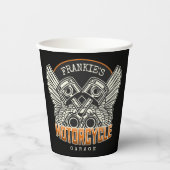 名前をカスタムするピスタンスウィングズオートバイバイクもしくは自転車に乗る人ガレージ 紙コップ (正面)