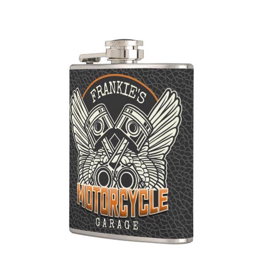 名前をカスタムするピスタンスウィングズバイクバイクもしくは自転車に乗る人ガレージ フラスク (左)