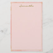 名前をカスタムするピンクと金ゴールド 便箋 (正面)