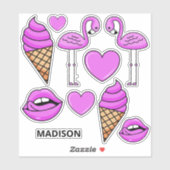 名前をカスタムするピンクの夏のもの シール (シート)