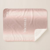 名前をカスタムするピンクの女の子 シェルパブランケット (正面(横))
