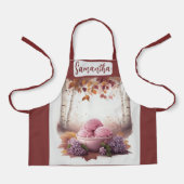 名前をカスタムするピンクアイスクリーム薄紫フローラ エプロン (正面)