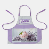 名前をカスタムするピンクアイスクリーム薄紫フローラ エプロン (正面)