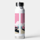 名前をカスタムするピンククラシックの車 ウォーターボトル (左面)