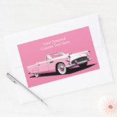 名前をカスタムするピンククラシックの車 長方形シール (封筒)