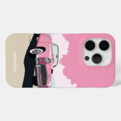 名前をカスタムするピンククラシックの車 Case-Mate iPhoneケース (裏面 (横))