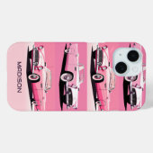 名前をカスタムするピンククラシックの車 Case-Mate iPhoneケース (裏面 (横))