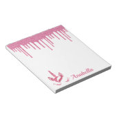 名前をカスタムするピンクグリッタードリップススターズユニコーン顔 ノートパッド (アングル)