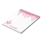 名前をカスタムするピンクグリッタードリップススターズユニコーン顔 ノートパッド (回転)