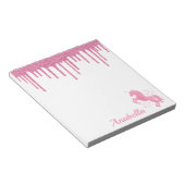 名前をカスタムするピンクグリッタードリップススターズユニコーン ノートパッド (アングル)