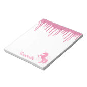 名前をカスタムするピンクグリッタードリップススターズユニコーン ノートパッド (回転)