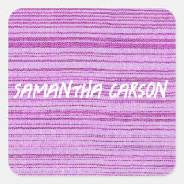 名前をカスタムするピンクストライプ色の スクエアシール