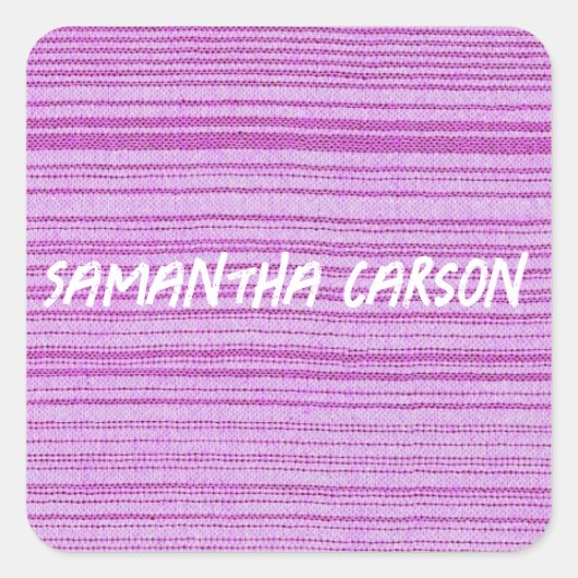 名前をカスタムするピンクストライプ色の スクエアシール (正面)