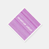 名前をカスタムするピンクストライプ色の スタンダードカクテルナプキン (角)