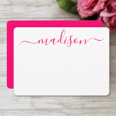 名前をカスタムするピンクタイポグラフィスクリプトフェミニン ノートカード