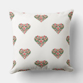 名前をカスタムするピンクタイポグラフィ/フローラフォークハート クッション (裏面)