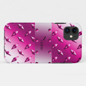 名前をカスタムするピンクダイヤモンドプレート鋼 Case-Mate iPhoneケース (裏面(横))