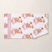 名前をカスタムするピンクテディベアガールズバスタオルセット バスタオルセット (ハンドタオル)