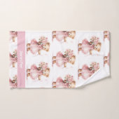 名前をカスタムするピンクテディベアガールズバスタオルセット バスタオルセット (ハンドタオル)