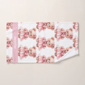 名前をカスタムするピンクテディベアガールズバスタオルセット バスタオルセット (ハンドタオル)