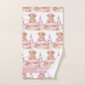 名前をカスタムするピンクテディベアガールズバスタオルセット バスタオルセット (ハンドタオル)