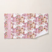 名前をカスタムするピンクテディベアガールズバスタオルセット バスタオルセット (ハンドタオル)