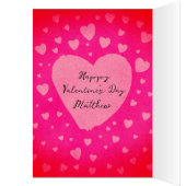 名前をカスタムするピンクハートバレンタインデーカード (内側 (左))