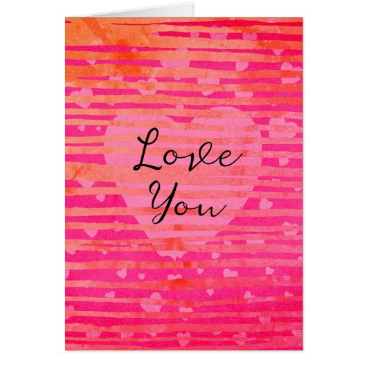 名前をカスタムするピンクハートバレンタインデーカード (正面)