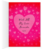 名前をカスタムするピンクハートバレンタインデーカード (内側 (右))