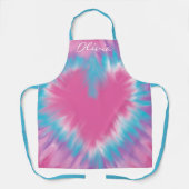 名前をカスタムするピンクハートベイカーメンズウォンメンス絞り染め エプロン (正面)