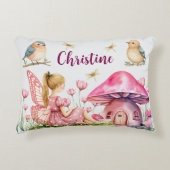 名前をカスタムするピンクフェアリーマッシュルーム アクセントクッション (正面)