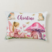 名前をカスタムするピンクフェアリーマッシュルーム アクセントクッション (裏面)